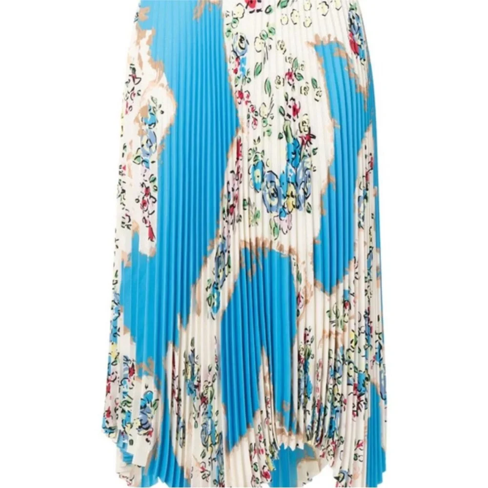 Tory Burch Sunburst Pleated Midi skirt in blue